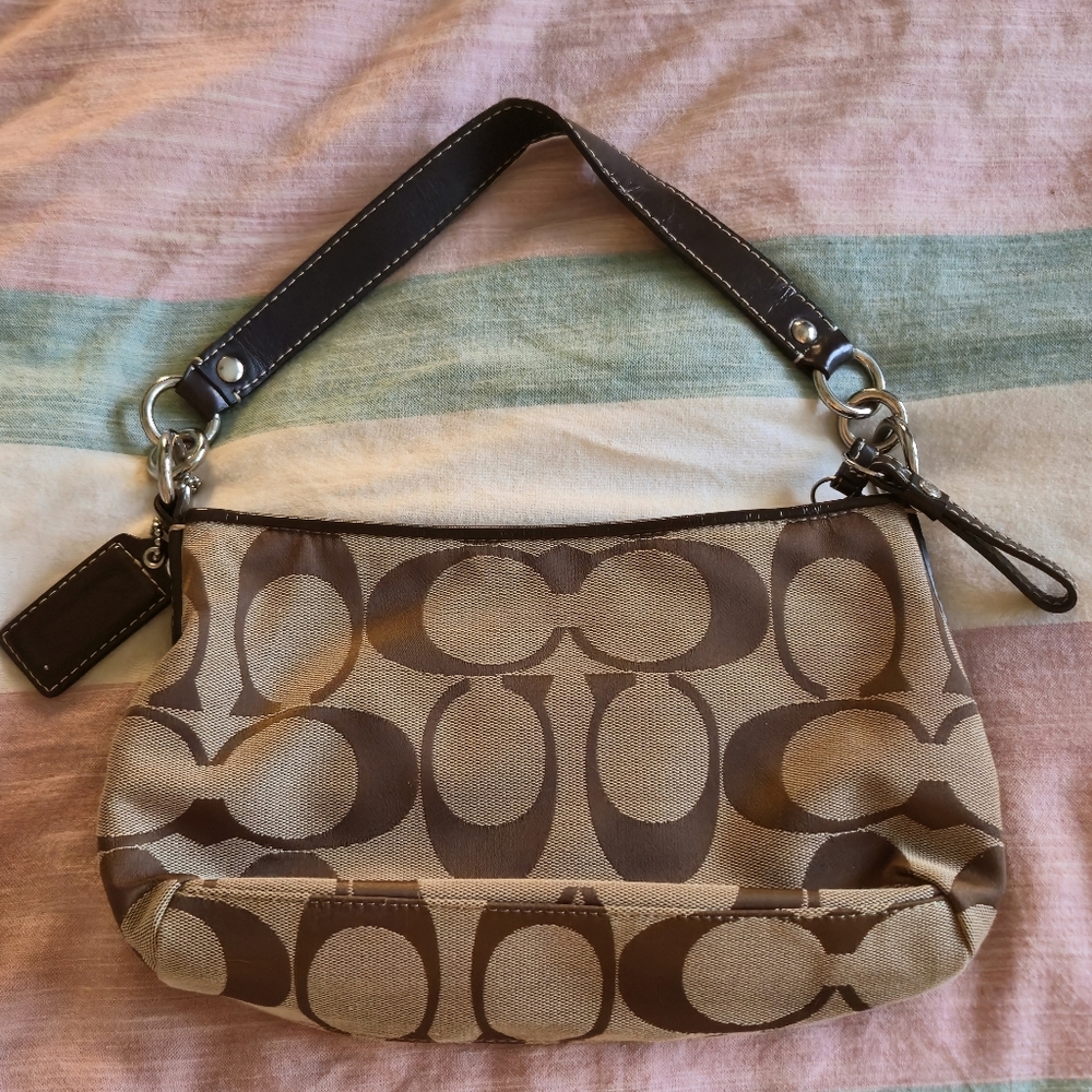 Coach Signature Canvas Small Hobo Bag in Brown and Tan - Picture 2 of 4